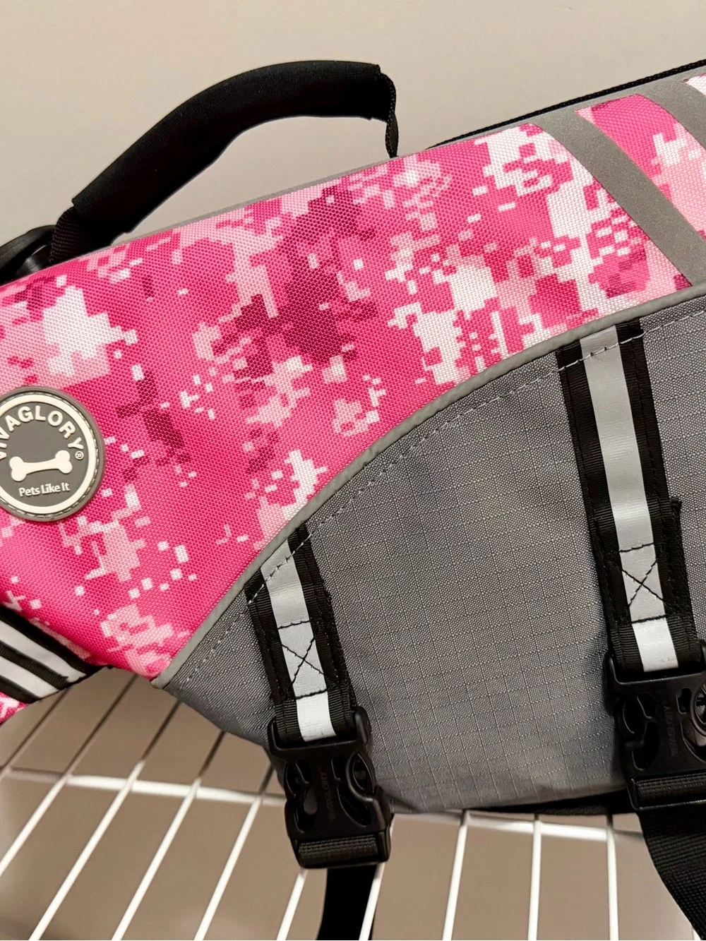 Oxford Pink and Gray Dog Life Jacket
